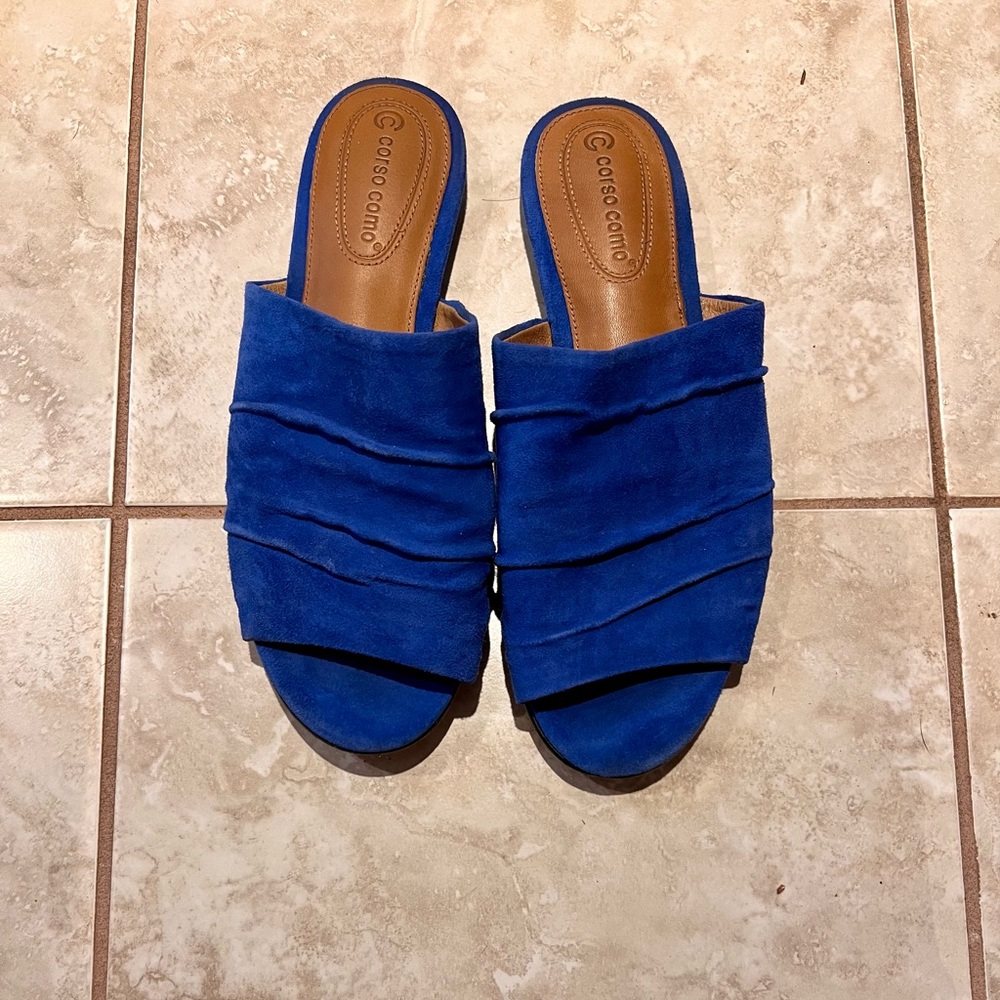 Corso Como Women's Blue Suede Mules